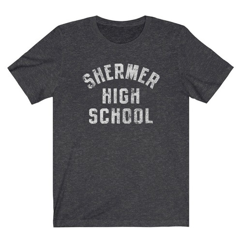 SHERMER HIGH SCHOOL "Vintage Look" 50/50 Blend Gym T-Shirt - hughes breakfast  - Picture 9 of 14