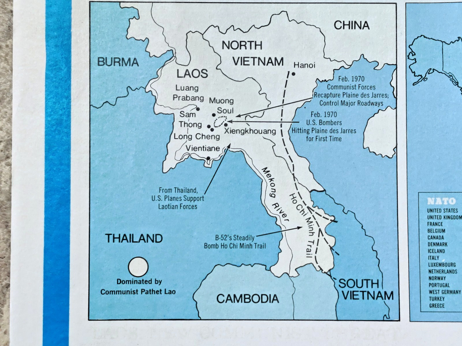 Vtg 1970 Associated Press Background News Map Vietnam War Apollo Moon Missions