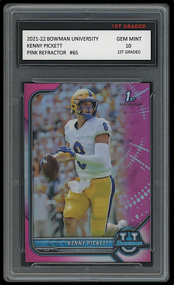 KENNY PICKETT 202122 BOWMAN UNIVERSITY PINK REFRACTOR 1ST GRADED 10