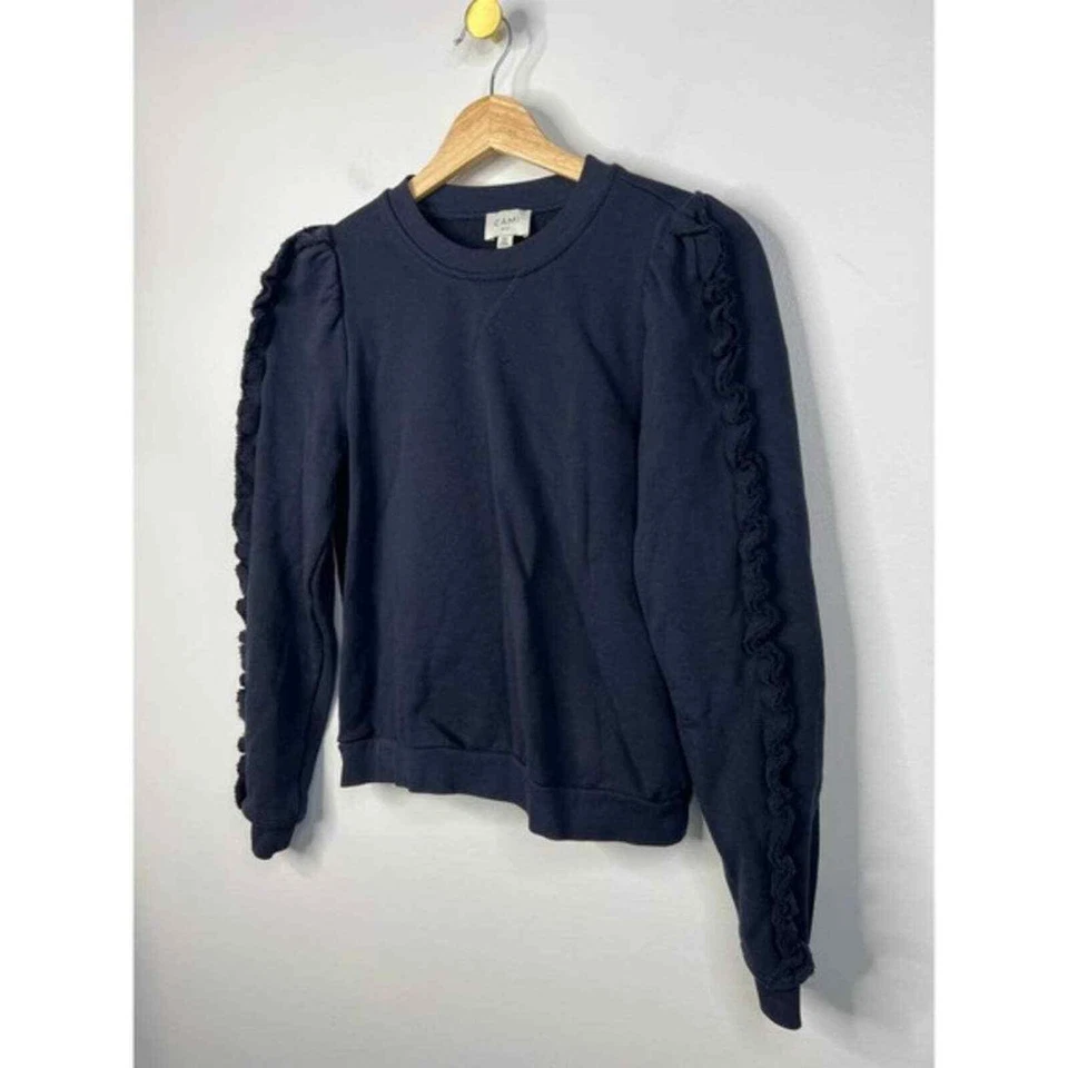 Suéter Cami NYC Dan con Volantes Escote Redondo Manga Abullonada Para Mujer Azul Marino Talla: XS NUEVO SIN ETIQUETAS Foto 3 de 4