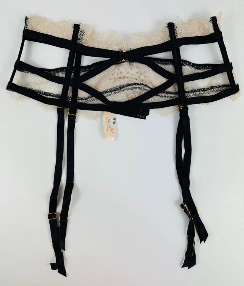 Victoria's Secret Cinturón Liguero Muy Sexy Negro Crema Estrás M/L Nuevo con Etiquetas Lencería Foto 2 de 4