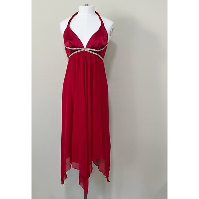 Vintage Y2K A.B.S Essentials By Allen Schwartz Size 4 Red Halter Dress |  eBay