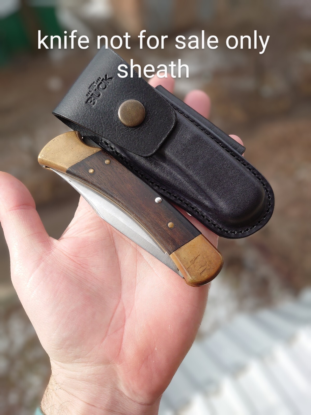 Horizontal scabard leather sheath for buck 110 Folding Hunter eBay