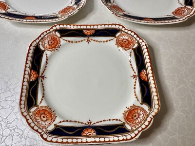 Vintage Kuchenteller x3 H M Williamson Heathcote Bone China Edwardianischer Stil 1930er