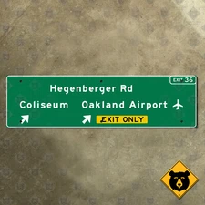 California Hegenberger Road highway exit road sign Interstate 880 Oakland 33x9