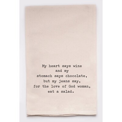 ''Eat a Salad'' Kitchen Tea Towel 100% Unbleached Cotton