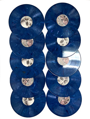 Lot of (10) - 12'' Blue Tie-dye Color Vinyl Records For Crafts w/ Free Shipping