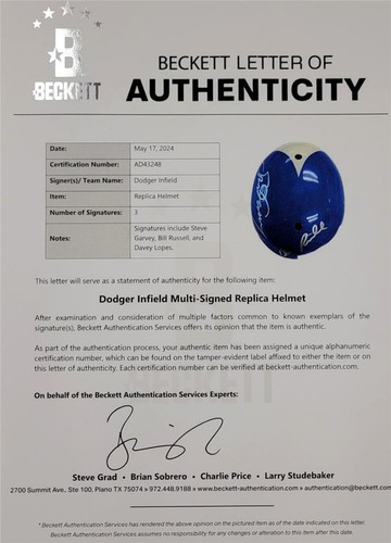 RARE 1980 Dodgers All-Star signed Helmet Garvey Russell Lopes autograph Beckett - Picture 6 of 7