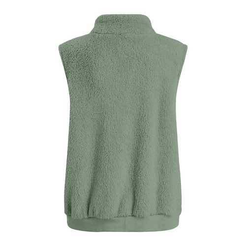 Womens Fuzzy Fleece Vest Casual Warm Sleeveless Zip Up Sherpa Jacket with Pocket - Picture 14 of 37