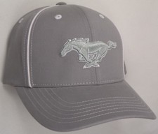 Hat Cap Licensed Ford Mustang Pony Grey White Piping CF