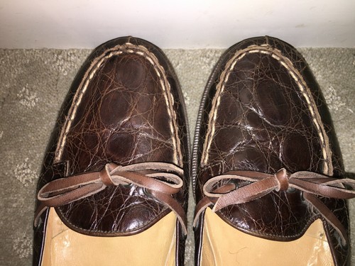 Brown Alligator Crocodile Loafers Mens 