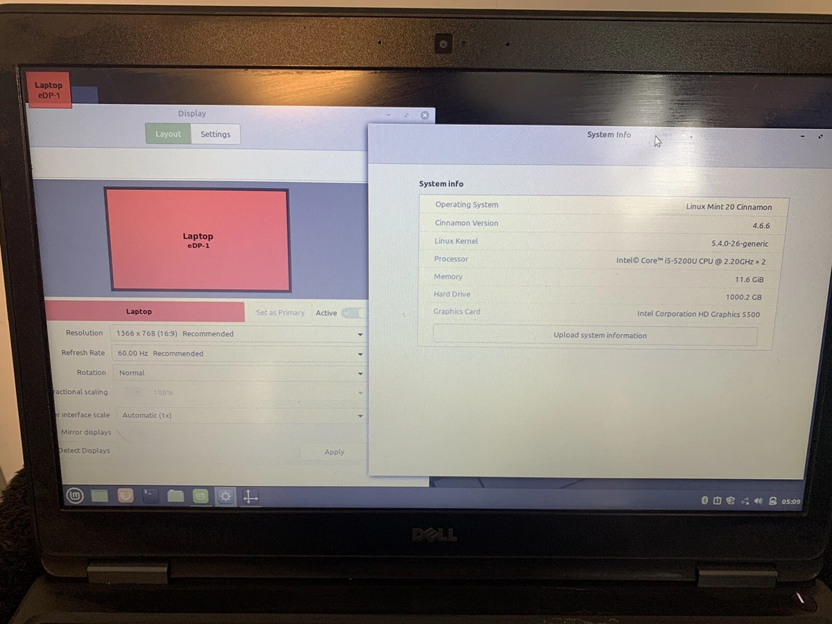 Dell Latitude E5550 Core i5 5200U 2.2 12GB 1TB HDD LINUX MINT 20