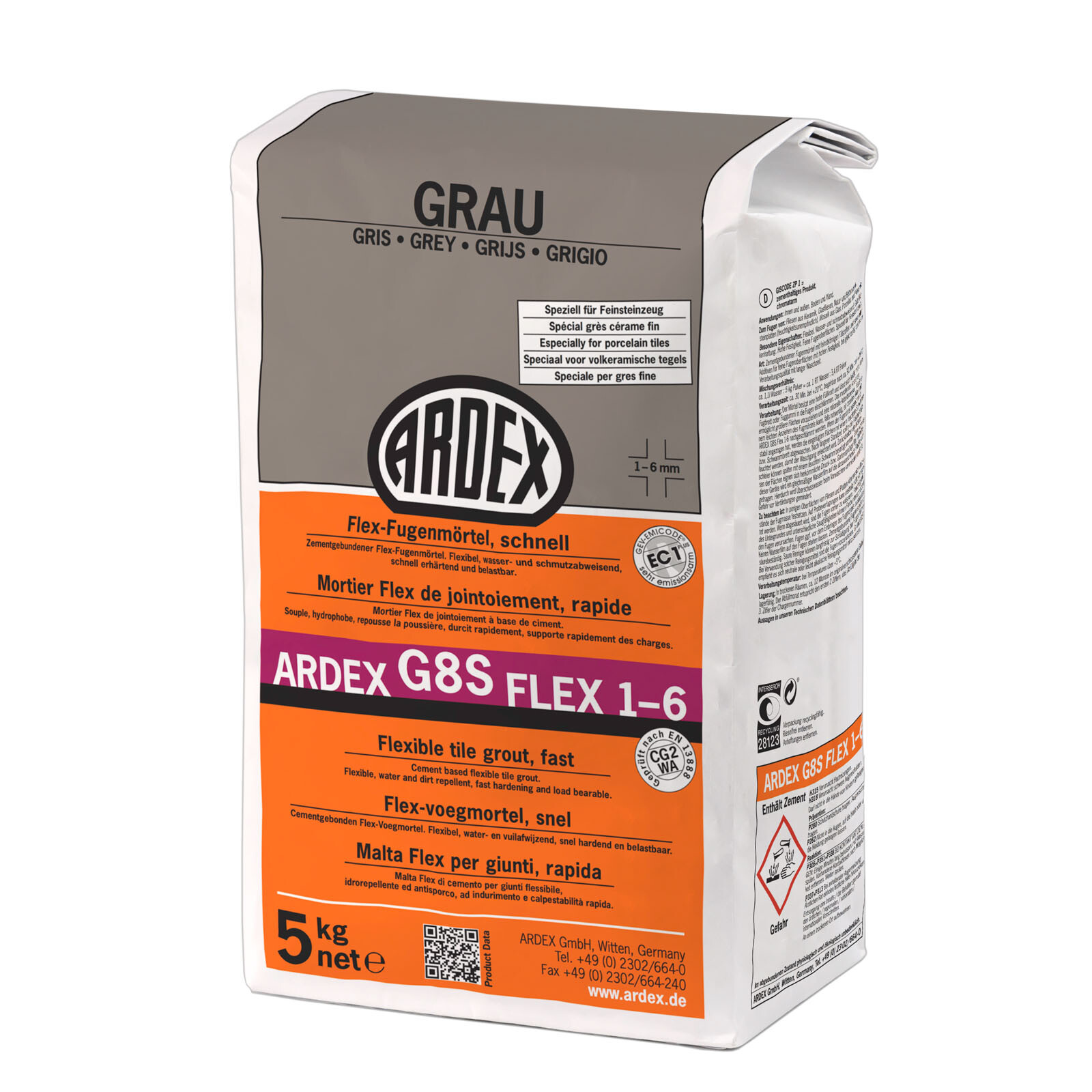 Ardex G10 Premium Flexfugenmörtel 5 Kg - Für Fliesen Im Innen- & Außenbereich