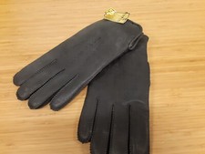 Vintage 50's Black Leather Gloves Driving Hunting Orlon Lined Men s XL - NWT