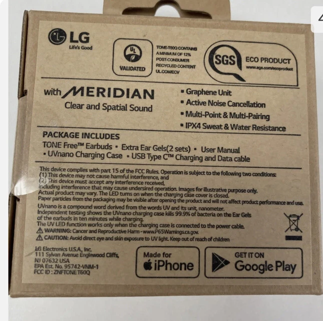 New In Box Great Price LG Tone Free Tone-T60Q. NIB. Clear&Spatial Sound - Image 2 of 4