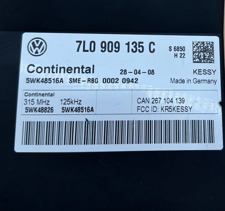 Volkswagen Touareg Keyless Entry Kessy Control Module 2004-2010 7L0909135C OEM - Image 4 of 4