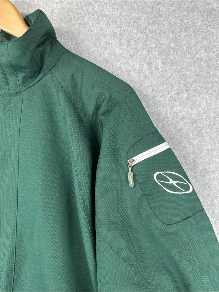 Chaqueta de rendimiento Xara Soccer para hombre verde oscuro cremallera completa con bolsillos con cremallera (XL) Foto 2 de 4