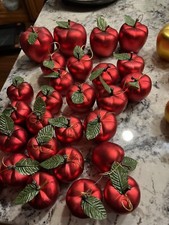 60 Assorted Size Red And Gold Plastic Shiny Apple Ornaments, Read Description