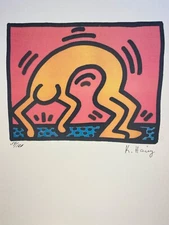 KEITH HARING COA Vintage Original Art Print Poster Lithograph Signed Limited 