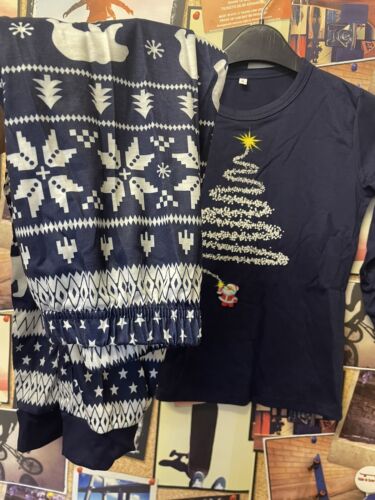 Girls Christmas Navy White Pyjamas Set Size 10 years - Picture 1 of 7