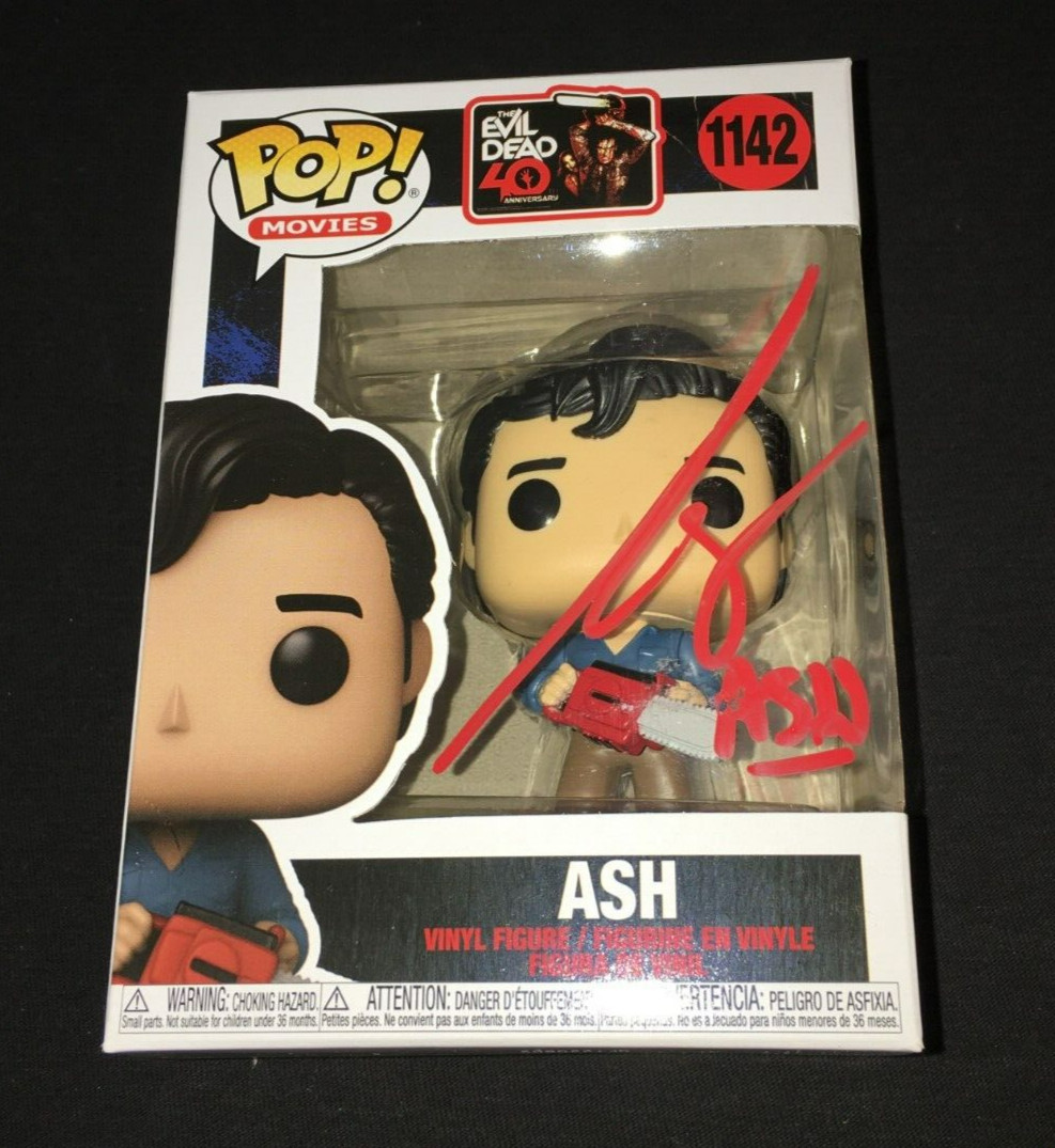 Bruce Campbell signed Ash funko pop Evil Dead poster photo Beckett BAS