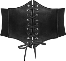 JASGOOD Women’s Elastic Costume Waist Belt Fits 27"-30", A-black 