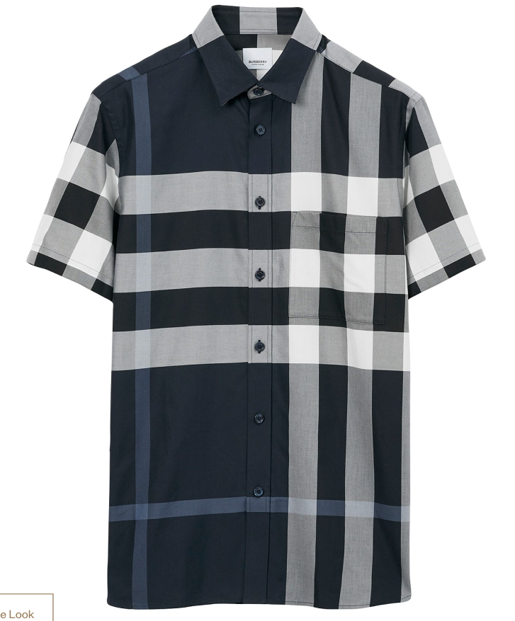 BURBERRY NAVY CHECK SHORT SLEEVE BUTTON UP sz XL | eBay