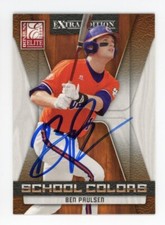 SIGNED BASEBALL CARD AUTO COLORADO ROCKIES BEN PAULSEN 2009 DONRUSS CLEMSON #19