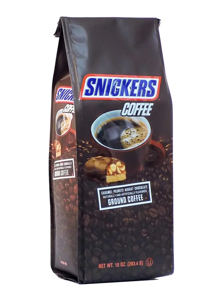 MARS Snickers Caramel, Peanuts, Nougat & Chocolate Flavored Ground Coffee, 10 oz bag