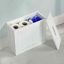 Wooden Slimline Bathroom Storage Unit Laundry Toilet Cleaning Tidy Organiser Box