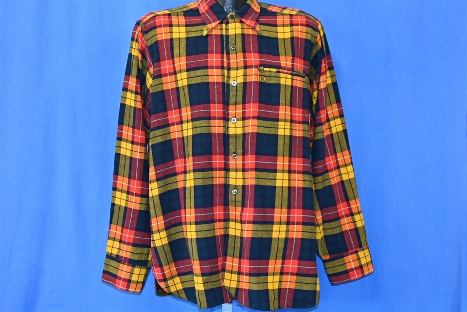 CAMISA MASCULINA VINTAGE ANOS 40 VIYELLA GERHARD KENNEDY VERMELHA AZUL XADREZ FLANELA BOTÃO PARA BAIXO L - Imagem 2 de 4