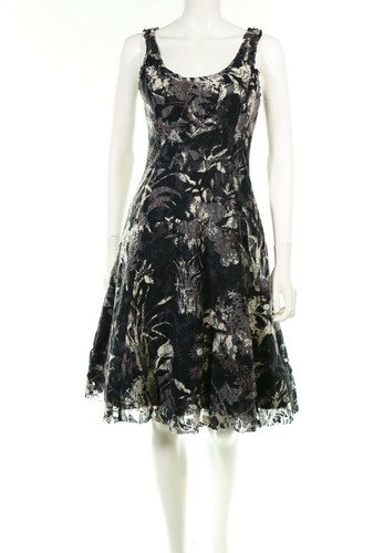 TRACY REESE 134090 Womens Dark Grey Floral-Lace Sleeveless Cocktail Dress Size 8
