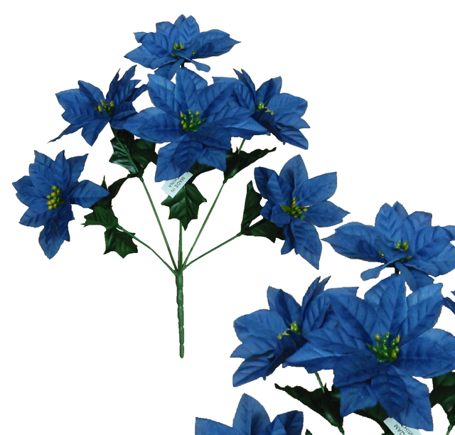 Lot of 144 Royal Blue Poinsettia 14" Bush Christmas Decor Artificial