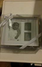 baby picture frame BLESS THIS CHILD 3 photos..silver..by baby essentials NIB