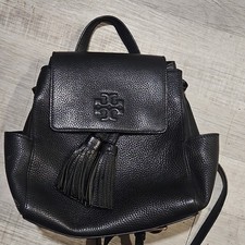 Tory Burch Black Pebbled Leather Backpack wit...