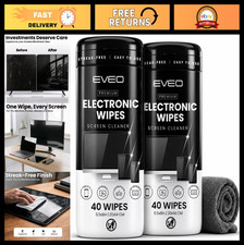 Streak-Free Electronic Screen Cleaner Wipes - 80 Pack for TV, Laptop, iPhone  M