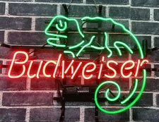 Lizard Chameleon Beer Vintage Style 20"x16" Neon Sign Lamp Light Real Glass