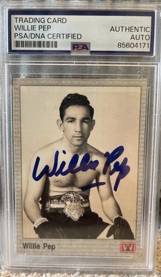 Willie Pep Signed 1991 All World Boxing Card - PSA/DNA Certified Authentic - HOF