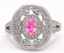 2CT Treated Pink Sapphire  Topaz 925 Solid Sterling Silver Ring Sz 7 UB2-1