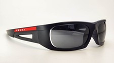 Prada Linea Rossa SPS 02Y Black Sport Sunglasses Men's Rectangular Red Logo