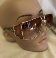 RARE CAZAL Sunglasses AUTHENTIC 951 Aviator Square Brown Gold Shield Wrap VTG