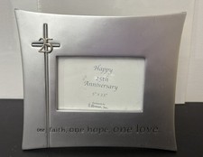 Roman Inc 25th Anniversary Silver Christian Picture Frame 5  x 3.5  