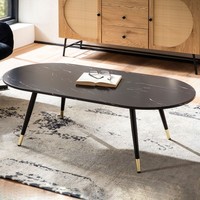 Couchtisch FineBuy Sofatisch Marmor Optik 120 Cm Wohnzimmertisch Tisch Schwarz