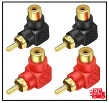 RCA Male to RCA Female Connectors Right Angle 4-Pack, RCA M/F Adapters 90 Degree