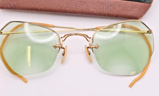 Unique Vintage Gold Rimless Eyeglasses Antique prescription lenses O1 10 12KGF