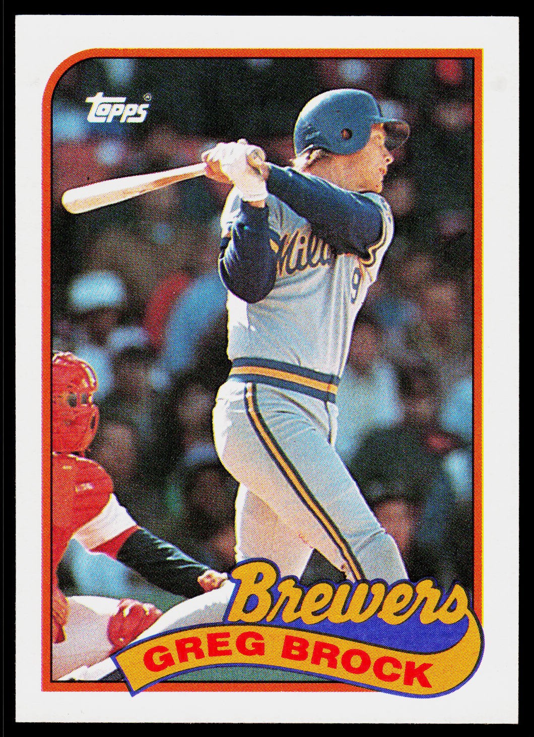 Greg Brock, 1989 Topps, #517, Milwaukee Brewers,