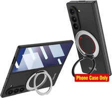 Samsung Galaxy Z Fold 7 Phone Case with 360 Rotating Ring Holder - Black Color