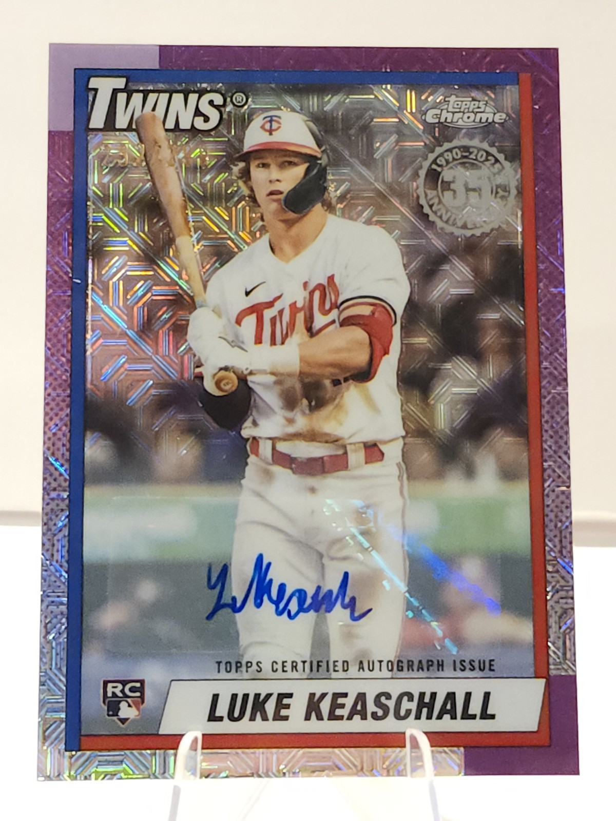2025 Topps Update Luke Keaschall 1990 Chrome Silver Pack Auto /299 Rookie RC