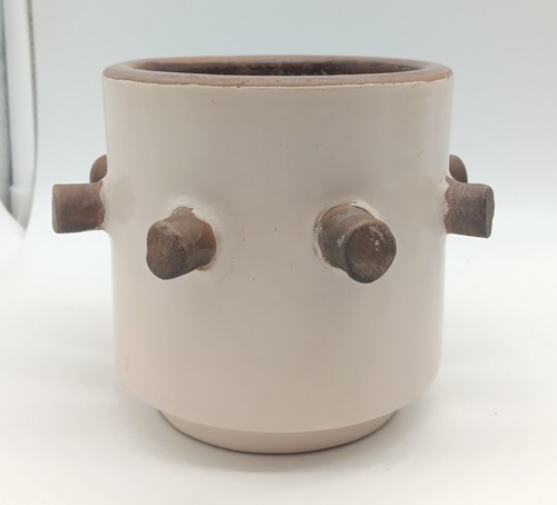 West Elm x Diego Olivero Nina Terracotta Planter Vase Cream And Brown