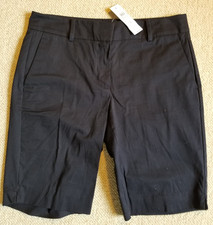 NWT Womens Shorts-ANN TAYLOR-dark navy blue cotton stretch Bermuda preppy -6